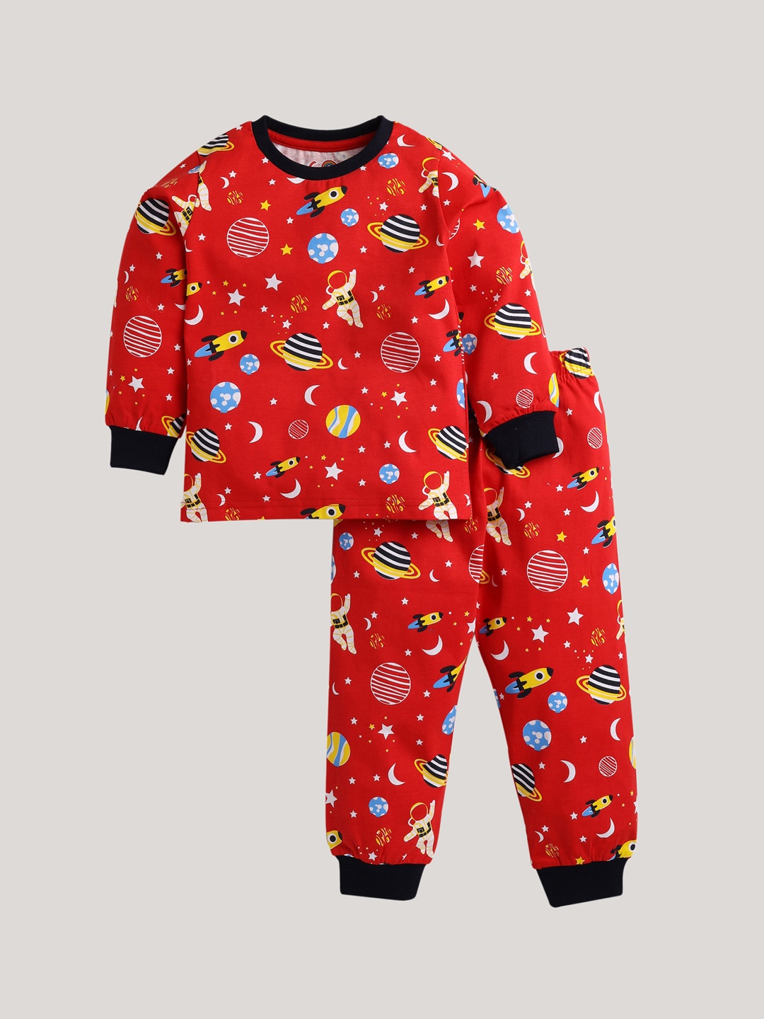 

Eieio Boys Red Printed Night suits