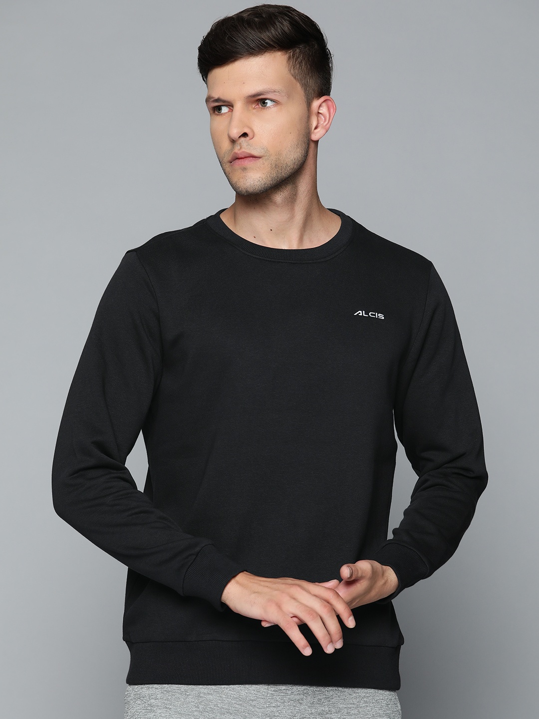 

Alcis Men Solid Sweatshirt, Black
