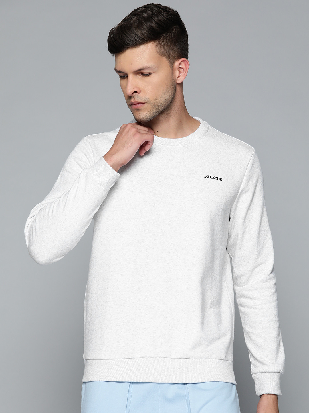 

Alcis Men Solid Sweatshirt, Grey melange
