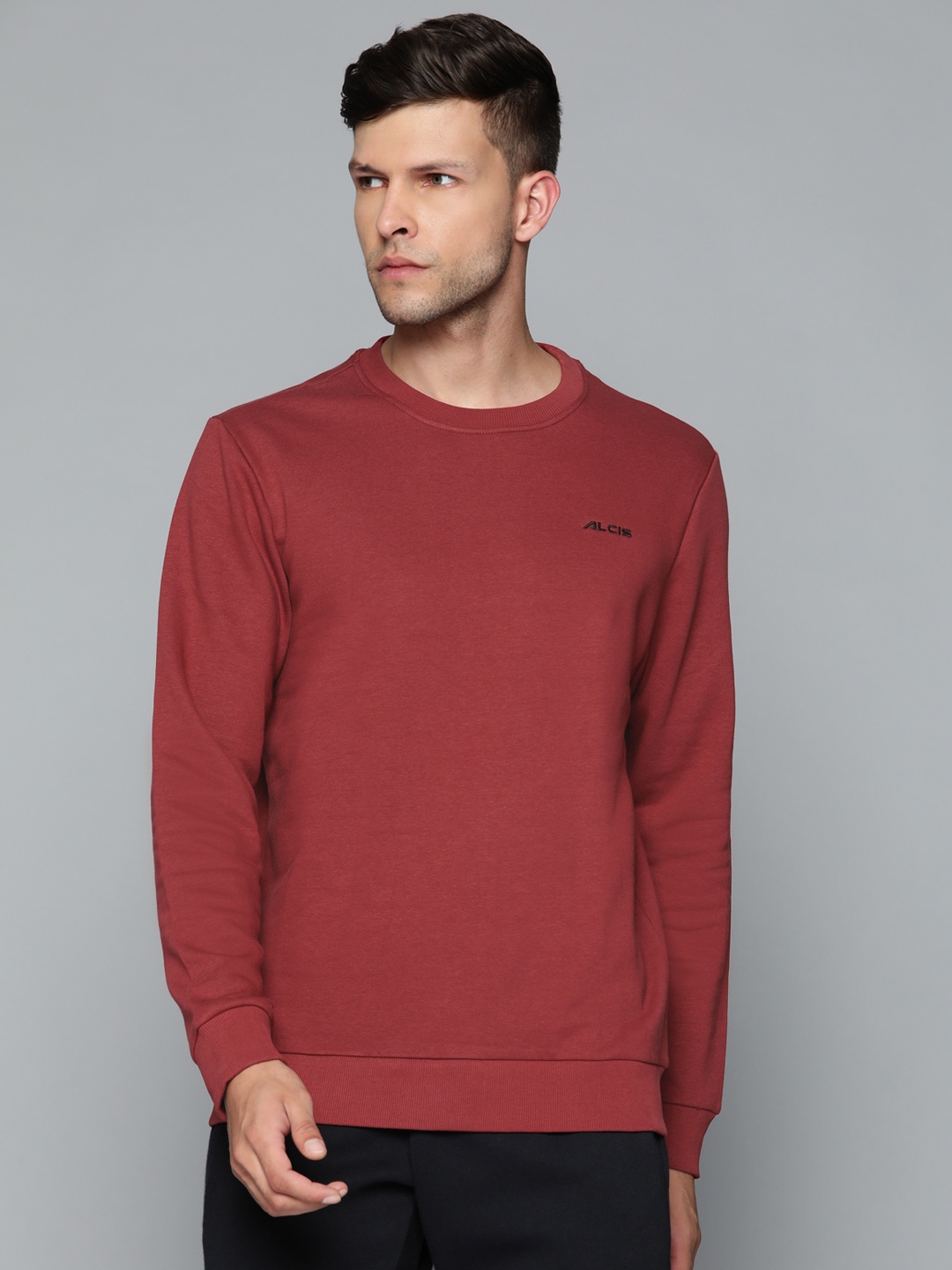 

Alcis Men Solid Cotton Sweatshirt, Maroon