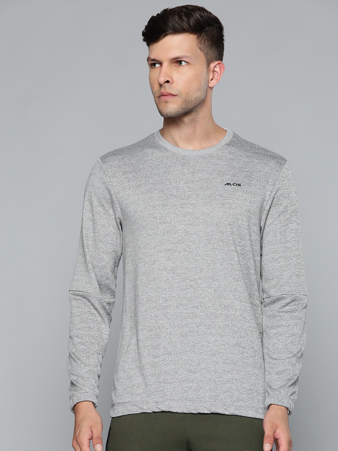 

Alcis Men Grey Melange Solid Sweatshirt