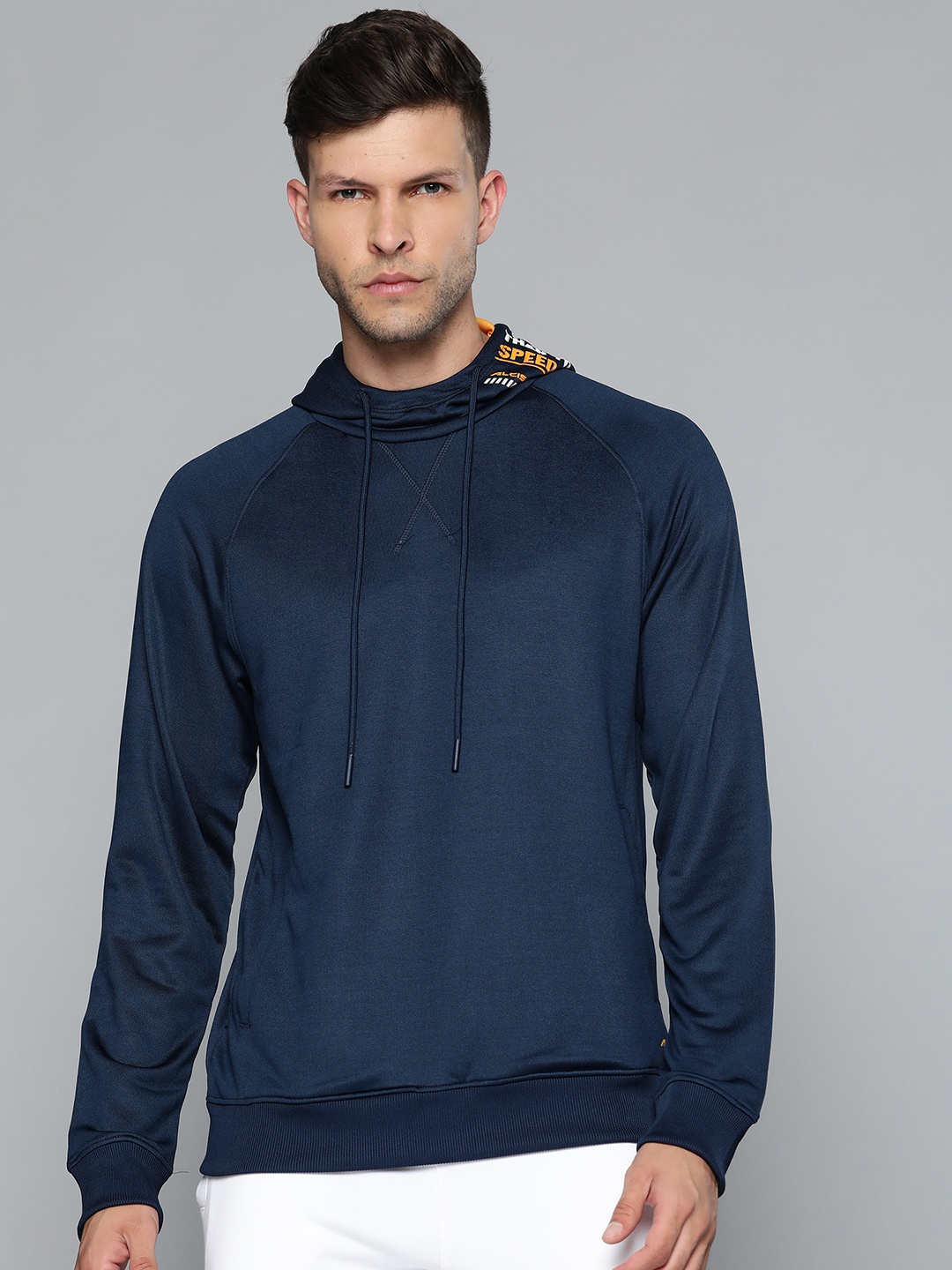 

Alcis Men Navy Blue Solid Hooded Sweatshirt