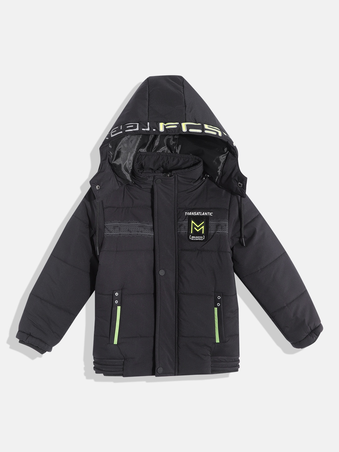 

Fort Collins Boys Black Solid Detachable Hood Padded Jacket