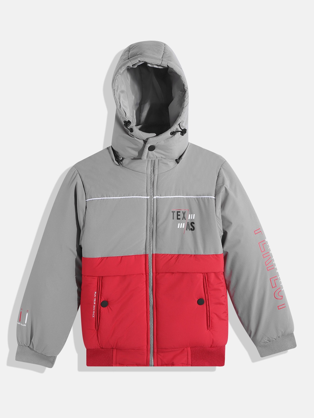 

Fort Collins Boys Red Grey & Red Colourblocked Detachable Hood Bomber Jacket