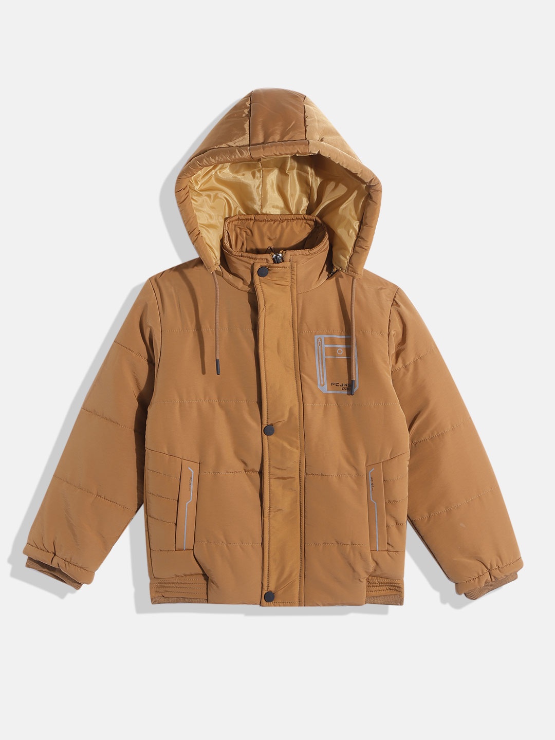 

Fort Collins Boys Tan Brown Solid Detachable Hood Bomber Jacket