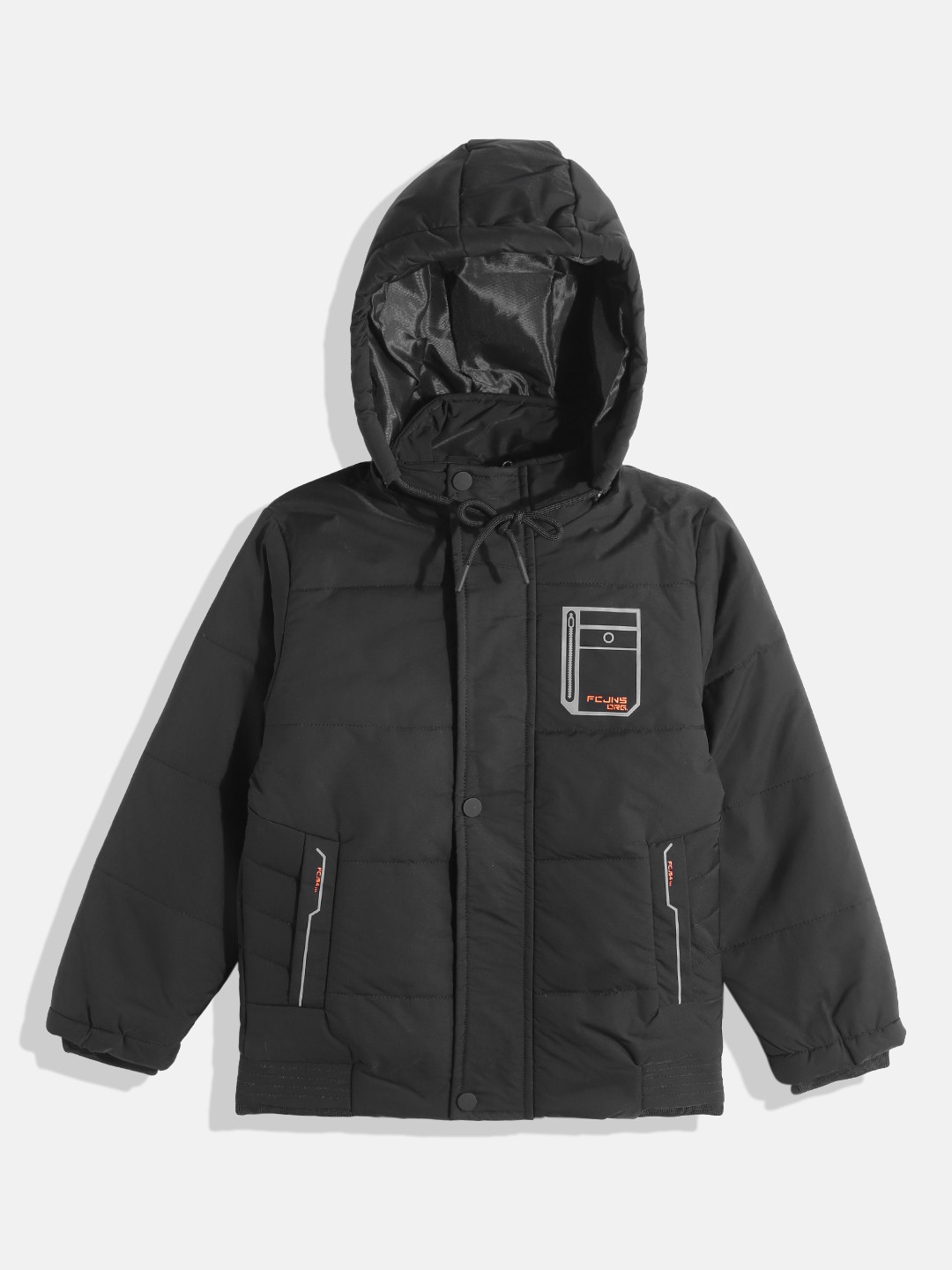 

Fort Collins Boys Black Solid Detachable Hood Bomber Jacket