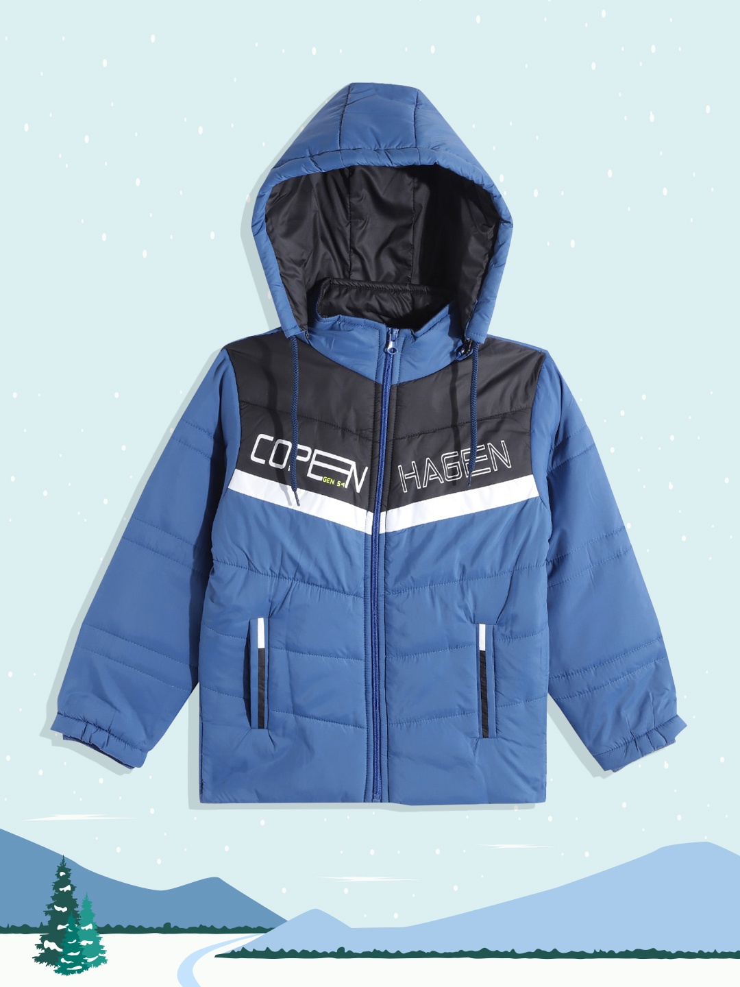 

Fort Collins Boys Blue & Black Colourblocked Insulator Bomber Jacket