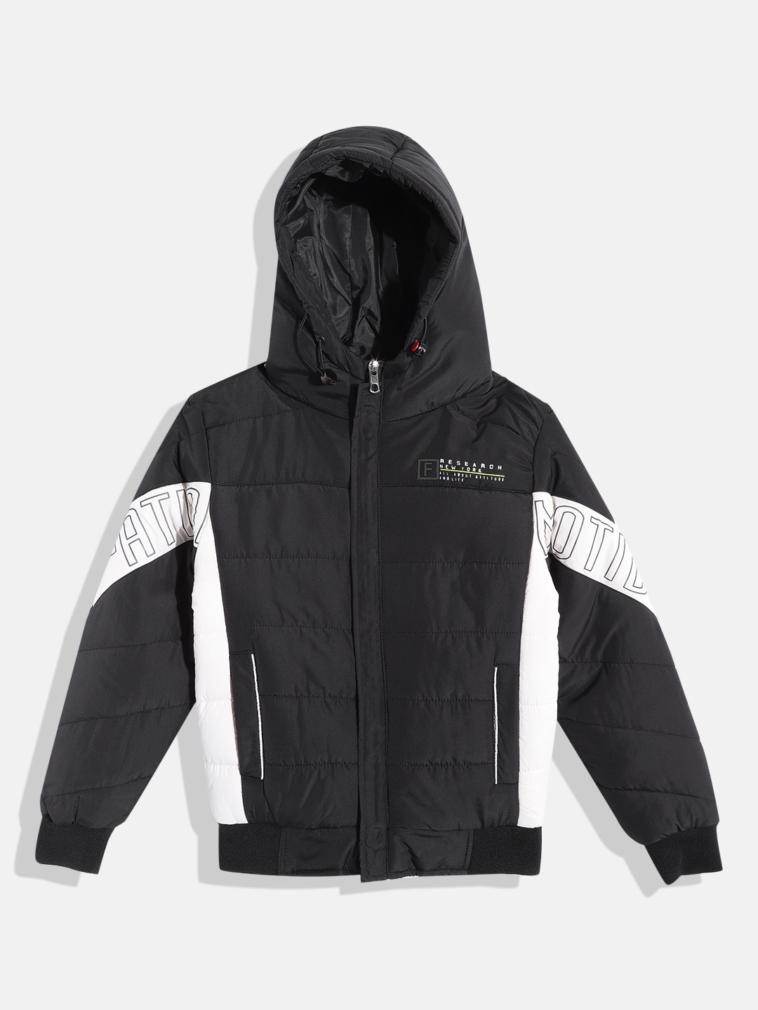 

Fort Collins Boys Black & White Colourblocked Hooded Padded Jacket