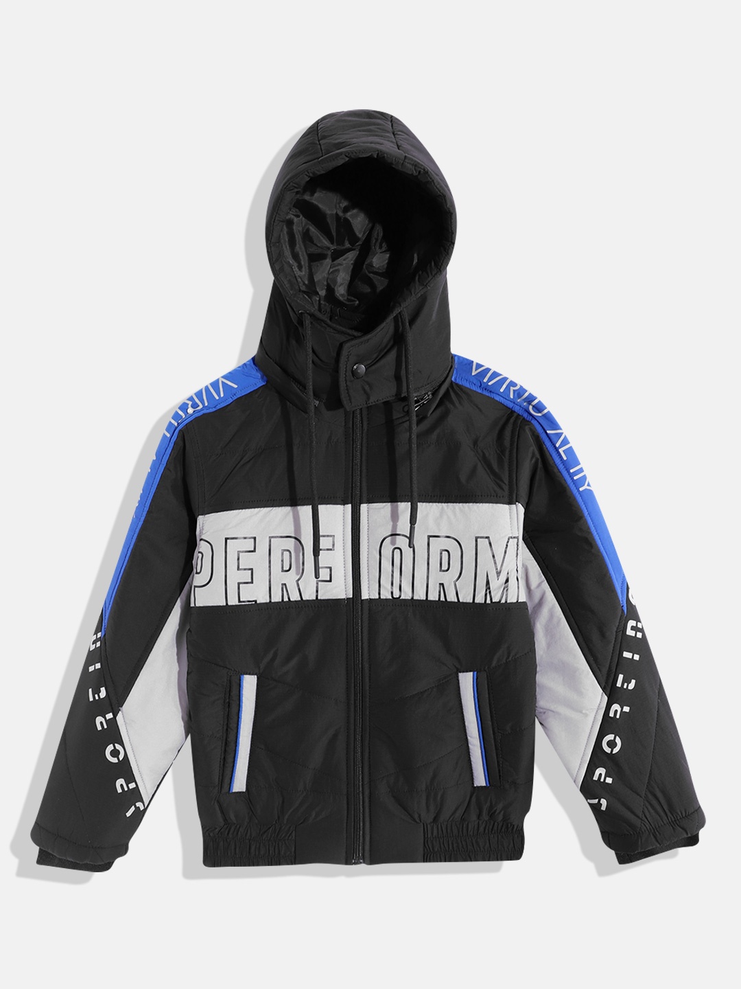 

Fort Collins Boys Colourblocked Detachable Hood Bomber Jacket, Black