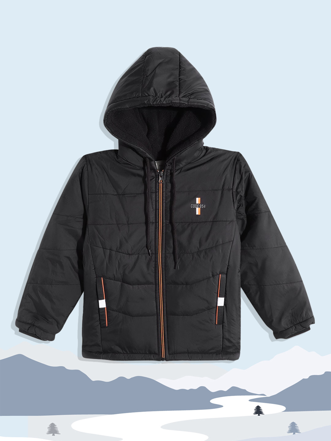 

Fort Collins Boys Black Solid Insulator Fleece Lined Hooded Padded Jacket