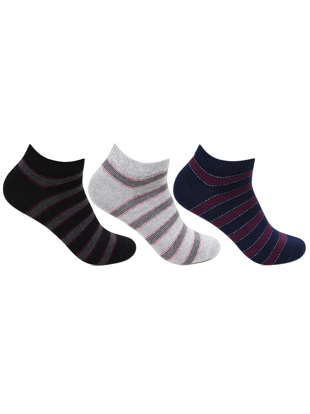 

Bonjour Men Pack of 3 Assorted Striped Ankle Length Socks