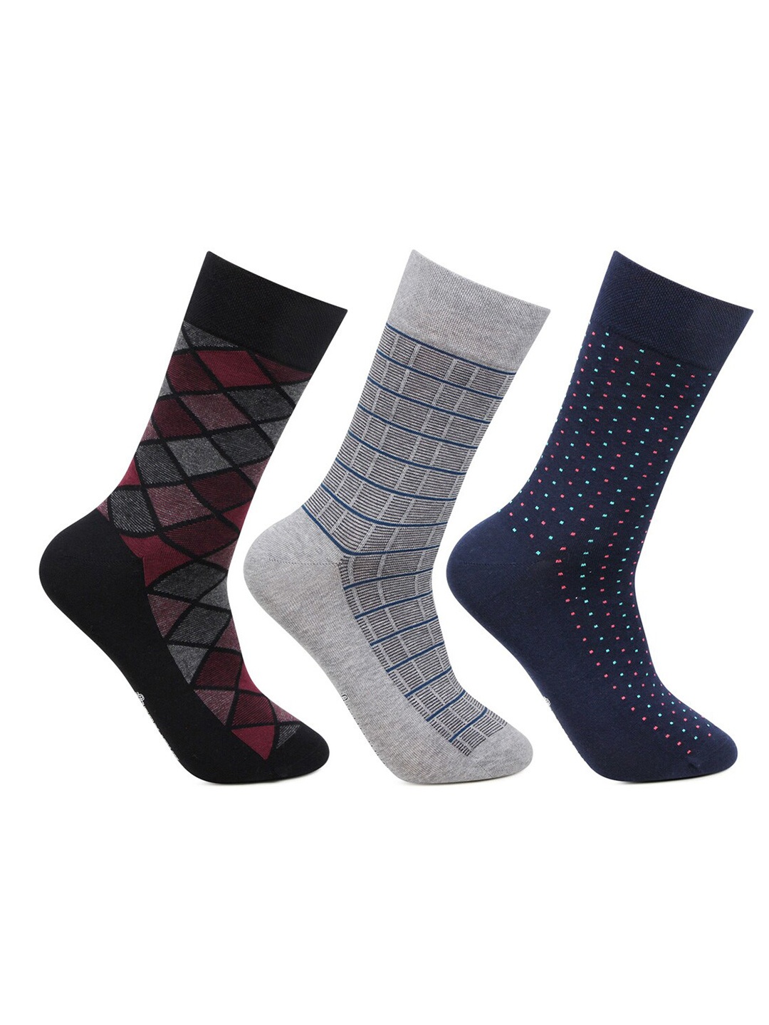 

Bonjour Pack Of 3 Men Assorted Calf-Length Socks