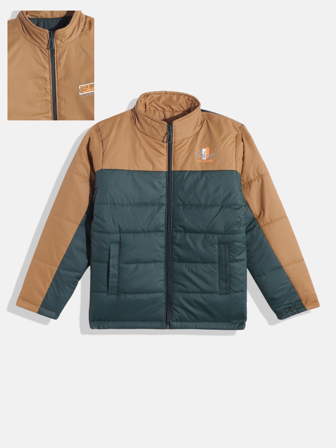 

Fort Collins Boys Colourblocked Reversible Padded Jacket, Green