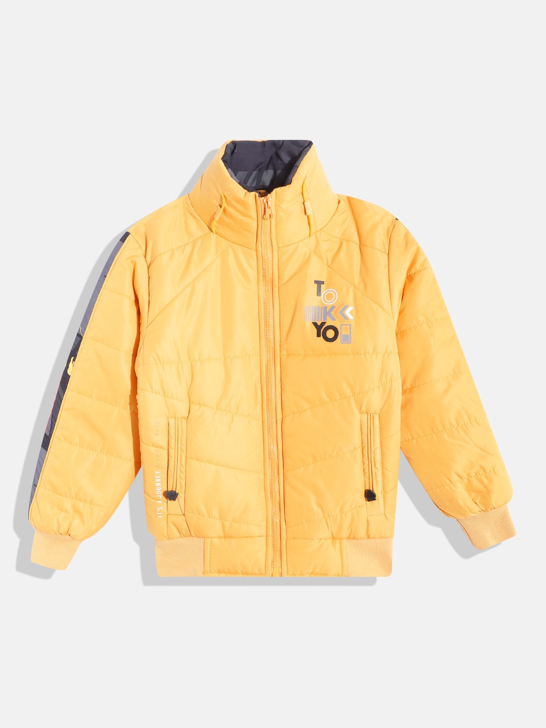 

Fort Collins Boys Yellow Solid Mock Collar Bomber Jacket