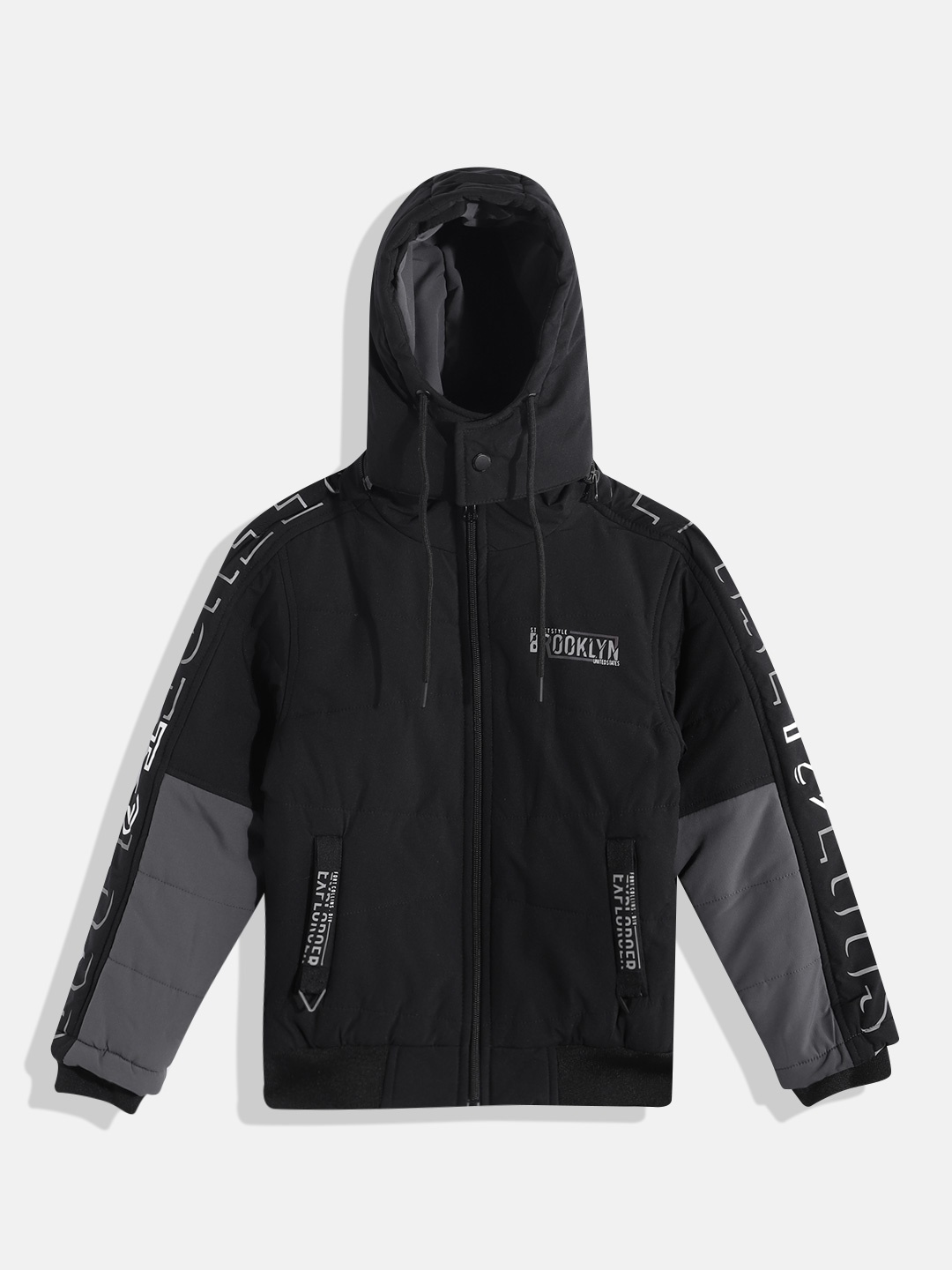 

Fort Collins Boys Detachable Hood Bomber Jacket, Black