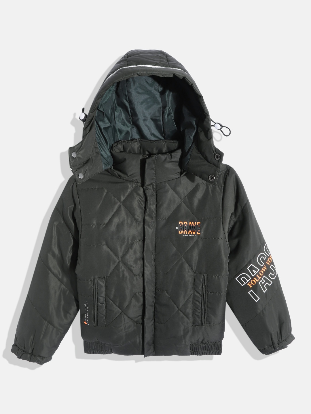 

Fort Collins Boys Olive Solid Green Insulator Detachable Hood Bomber Jacket
