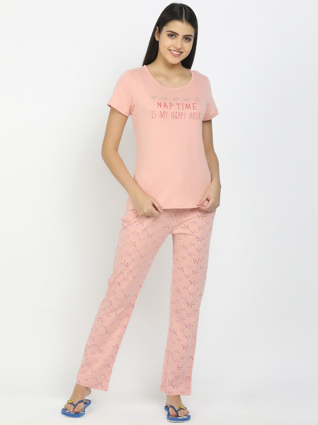 

V-Mart Women Pink Printed Night Suit