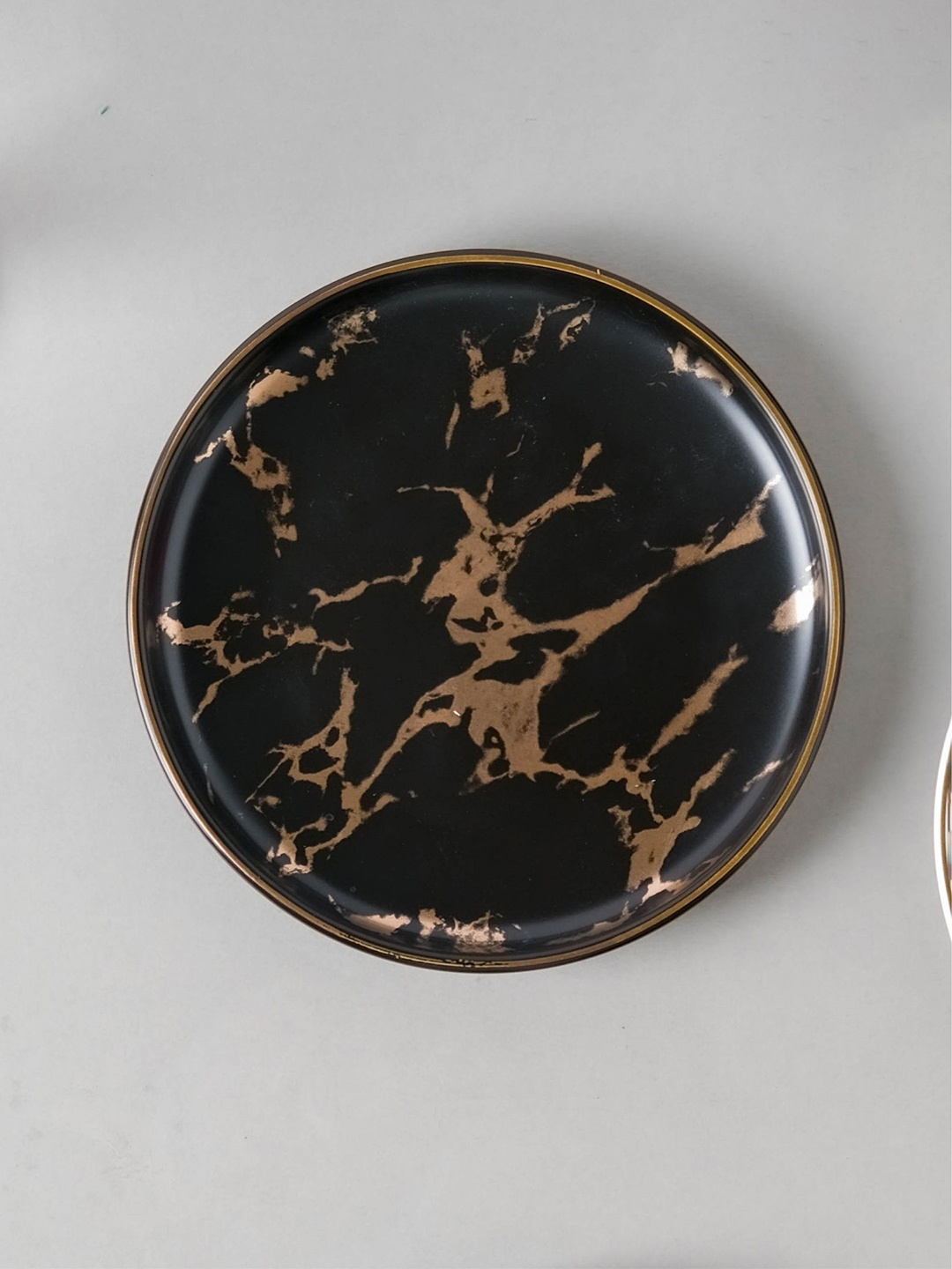 

Nestasia Black & Brown Marble Printed Ceramic Glossy Dessert Plate