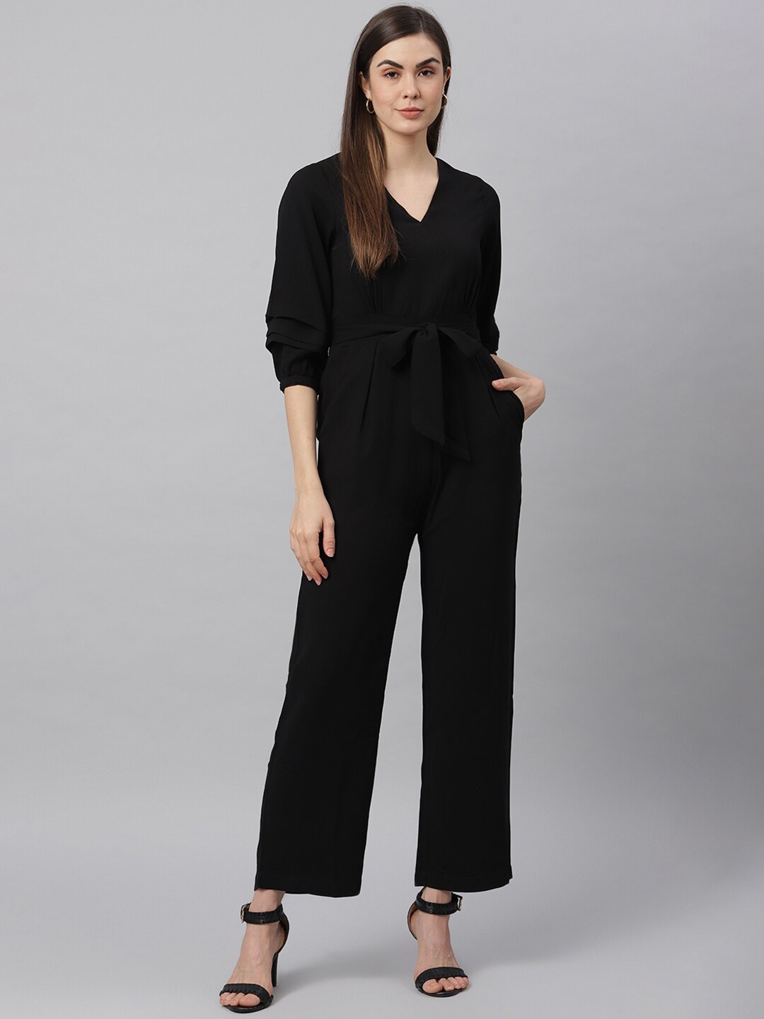 

JUNE & HARRY Black Basic Tie Up Jumpsuite