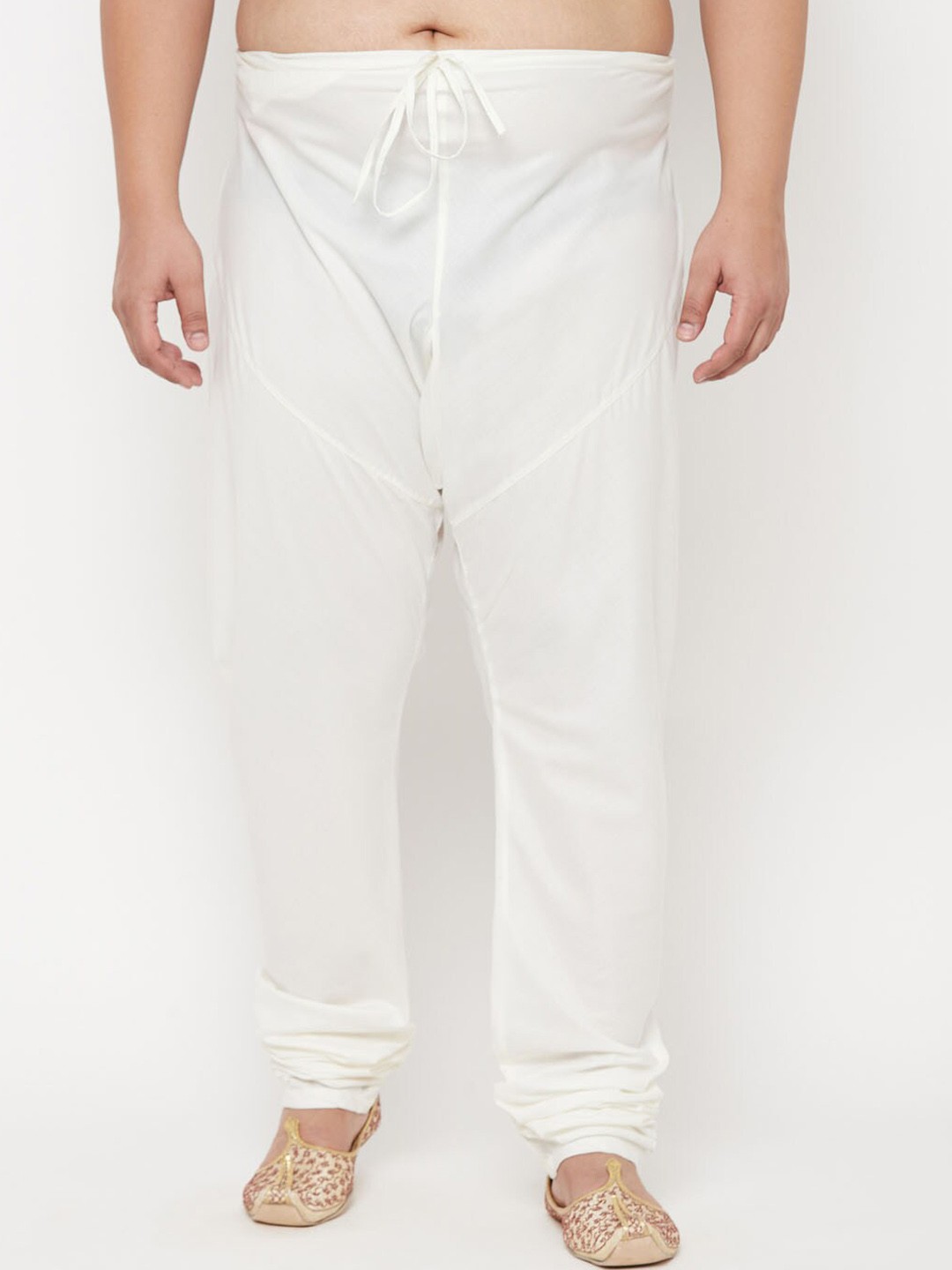 

VASTRAMAY Men Plus Size Cream-Colored Solid Slim-Fit Churidar