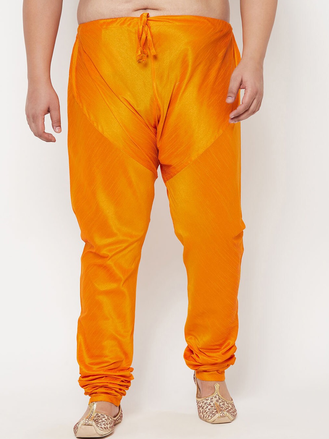 

VASTRAMAY Plus Size Men Orange Solid Slim-Fit Churidar