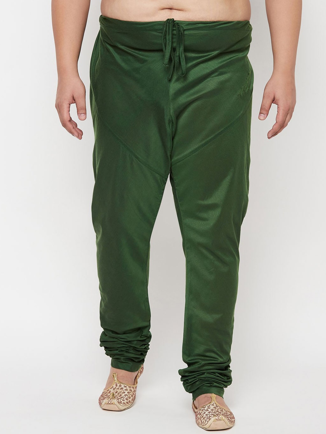 

VASTRAMAY Plus Size Men Green Solid Slim-Fit Churidar