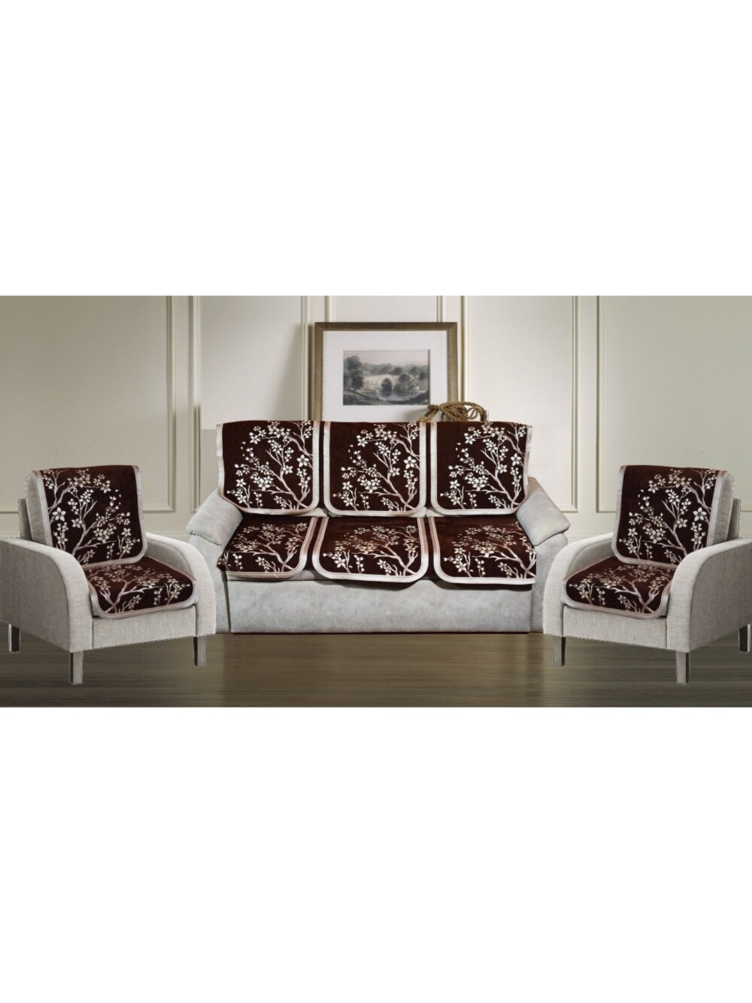 

GRIIHAM Brown Jacquard 5 Seater Sofa Cover, Camel brown