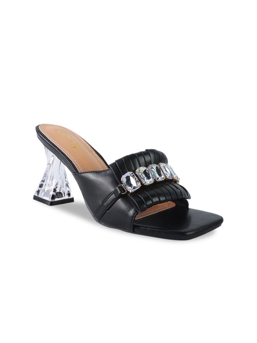 

London Rag Women Black Embellished PU Party Block Heels