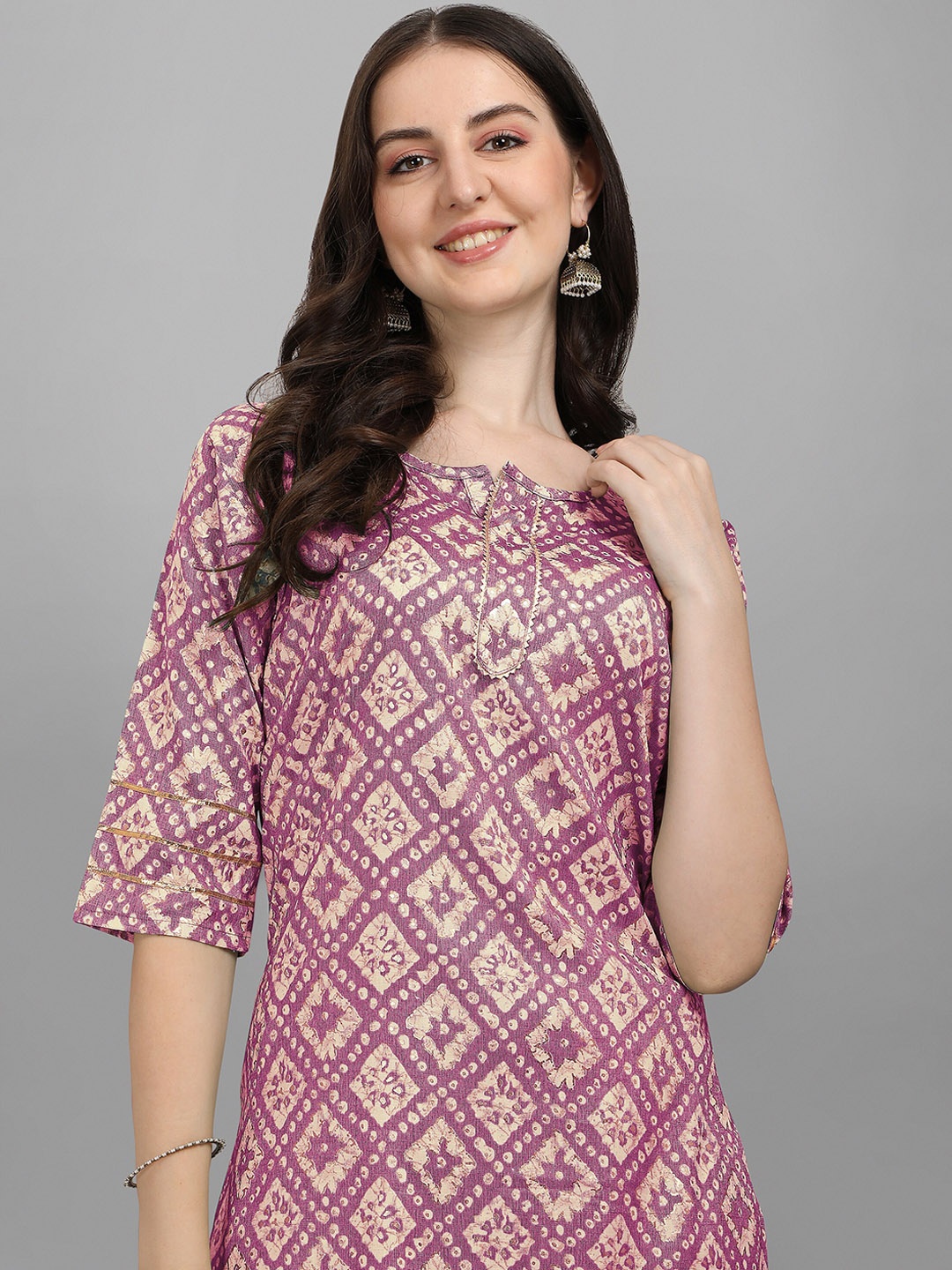 

HERE&NOW Women Pink Ethnic Motifs Printed Kurta WithPalazzos