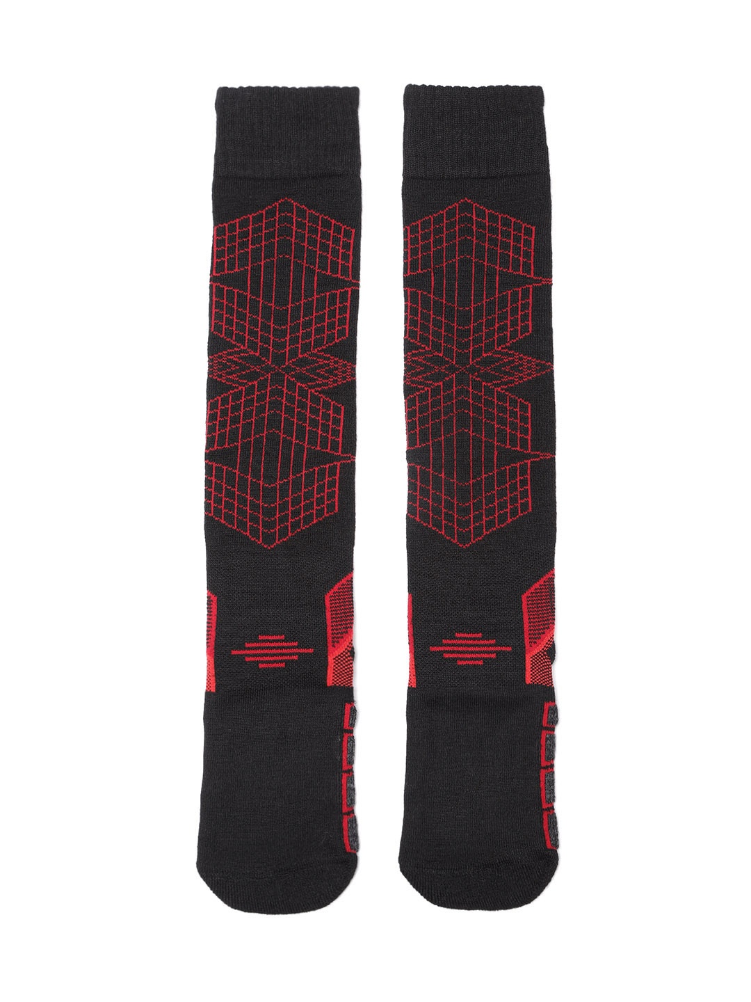 

Columbia Unisex Black & Red Patterned Ankle Length Socks