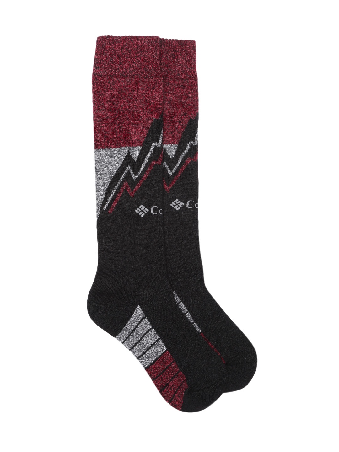 

Columbia Unisex Black & Red Patterned Ankle Length Socks