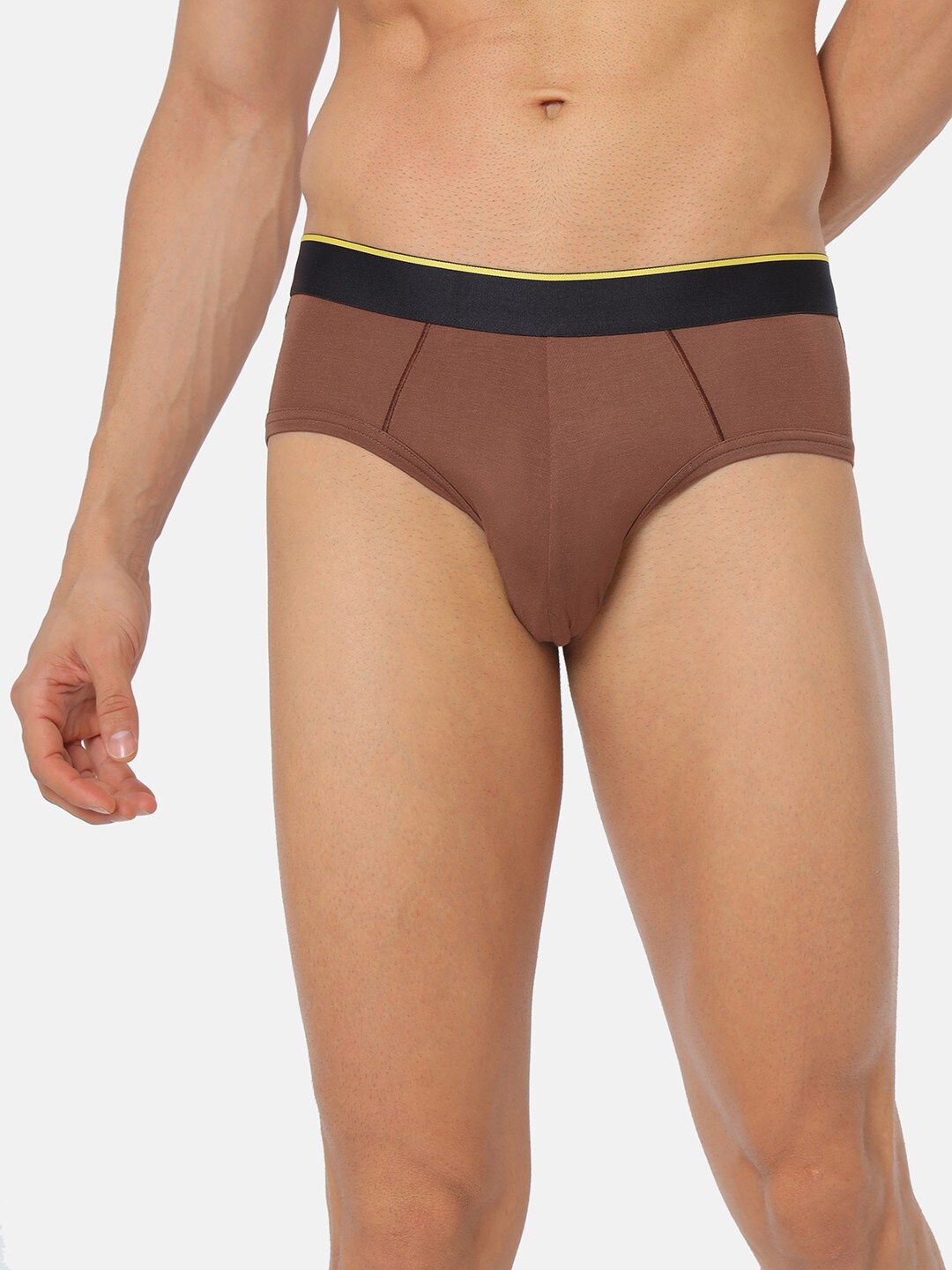 

bummer Men Micro Modal Mid Rise Basic Brief BRESP01S, Brown