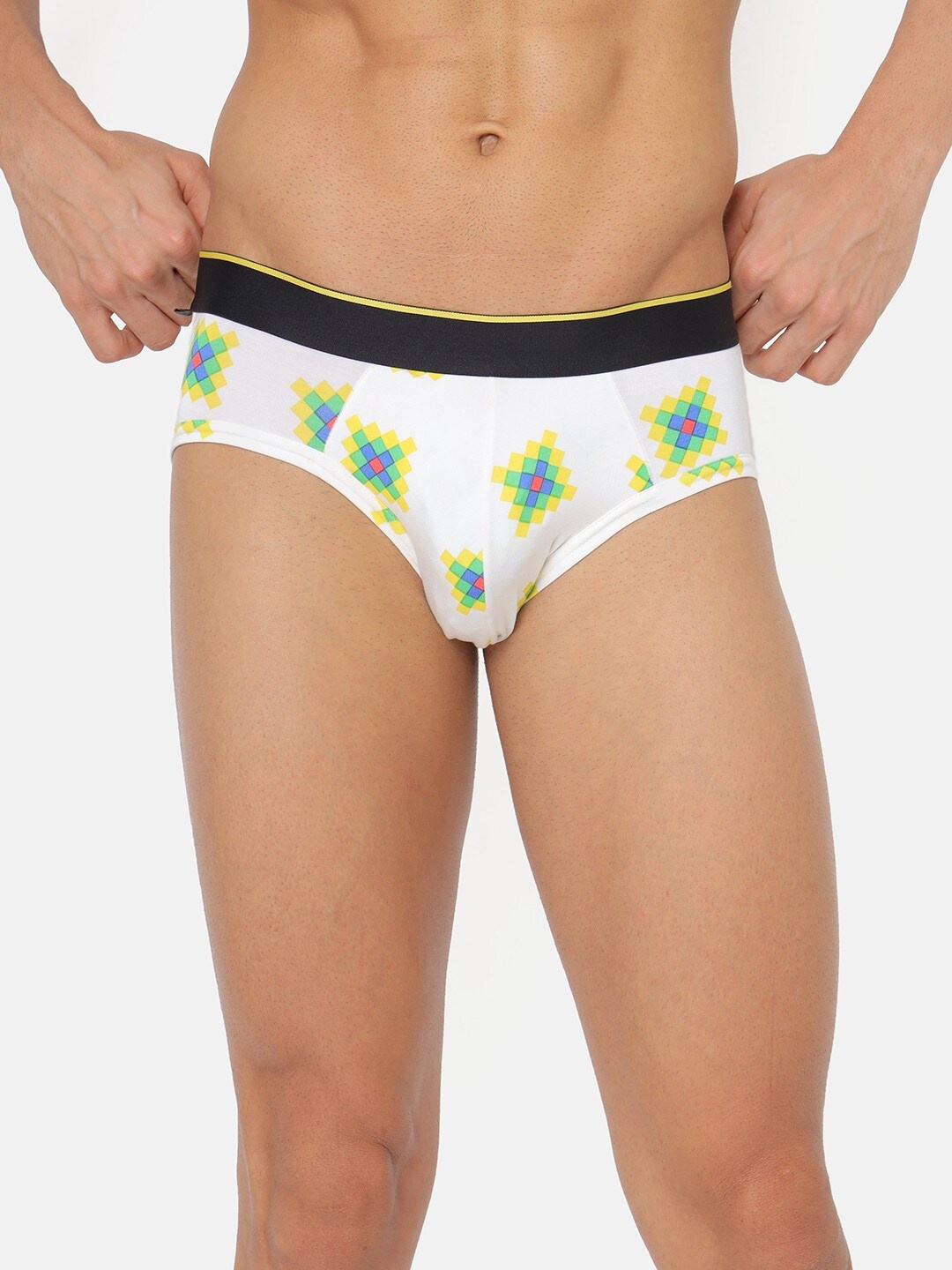

bummer Men White Deja Vu Printed Micro Modal Basic Briefs