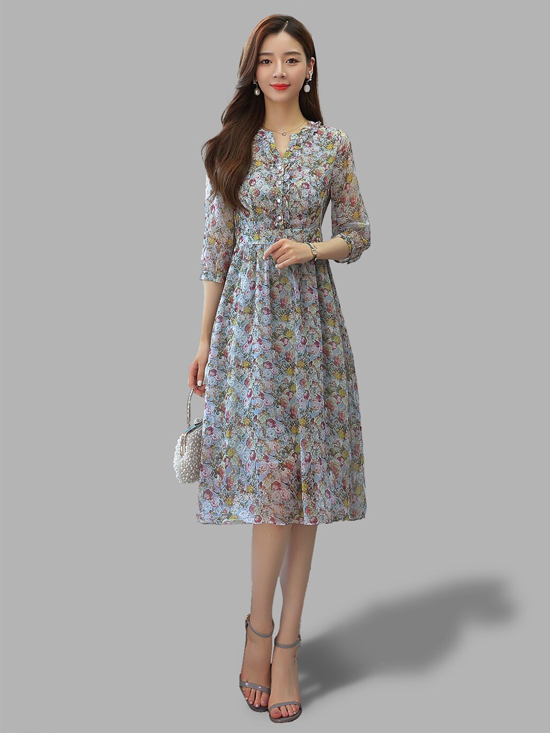 

JC Collection Women Multicolored Floral Midi Dress, Multi