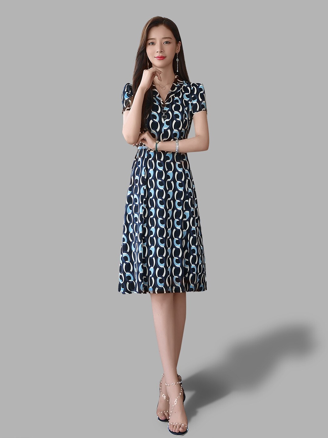

JC Collection Women Blue Fit & Flare Formal Dress