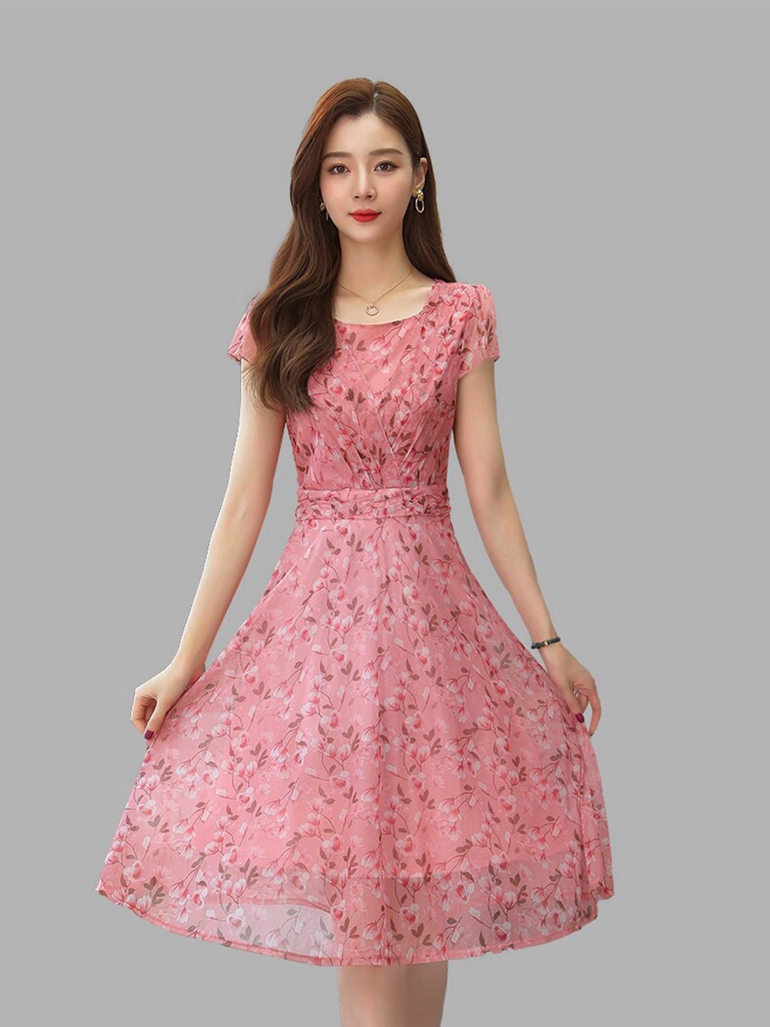 

JC Collection Pink Floral Fit and Flare Dress