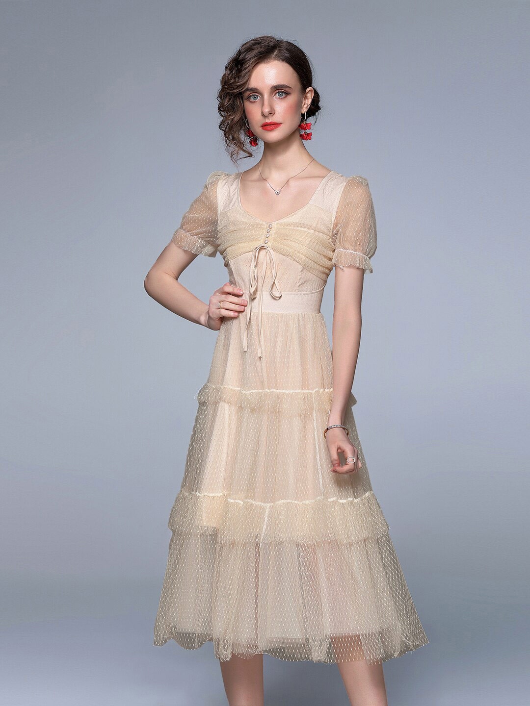 

JC Collection Women Beige Midi Dress