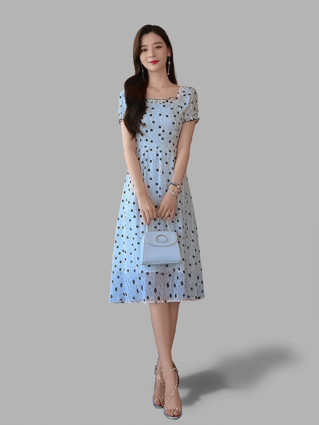 

JC Collection Women White Floral A-Line Midi Dress