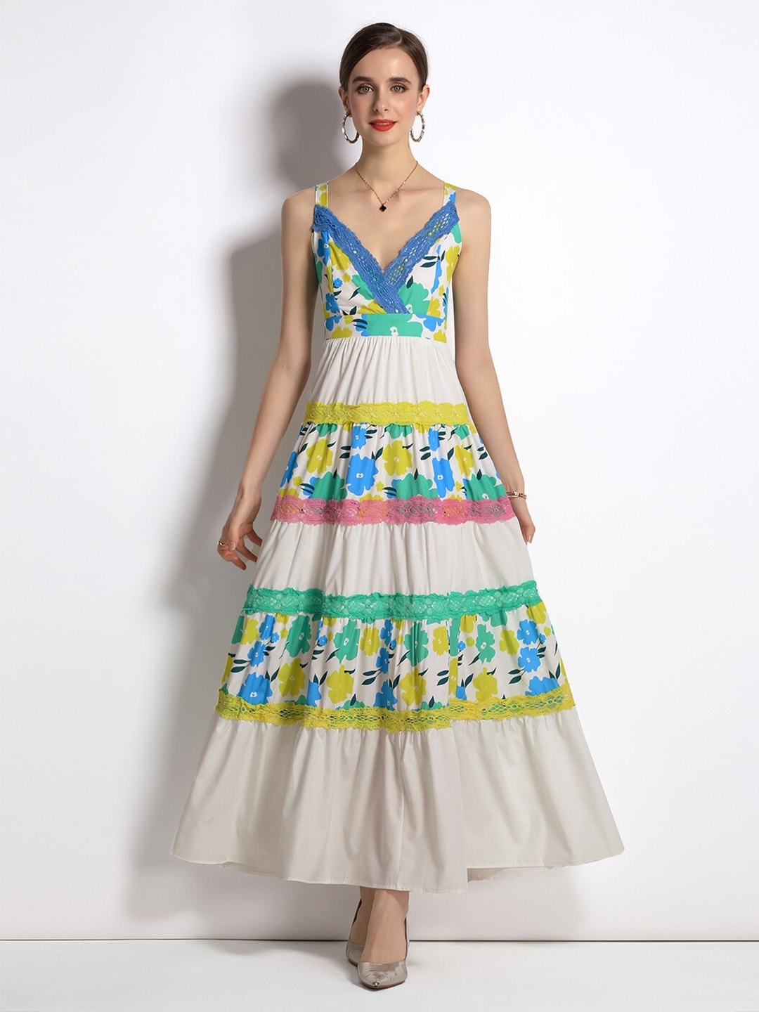 

JC Collection Women White Floral Maxi Dress