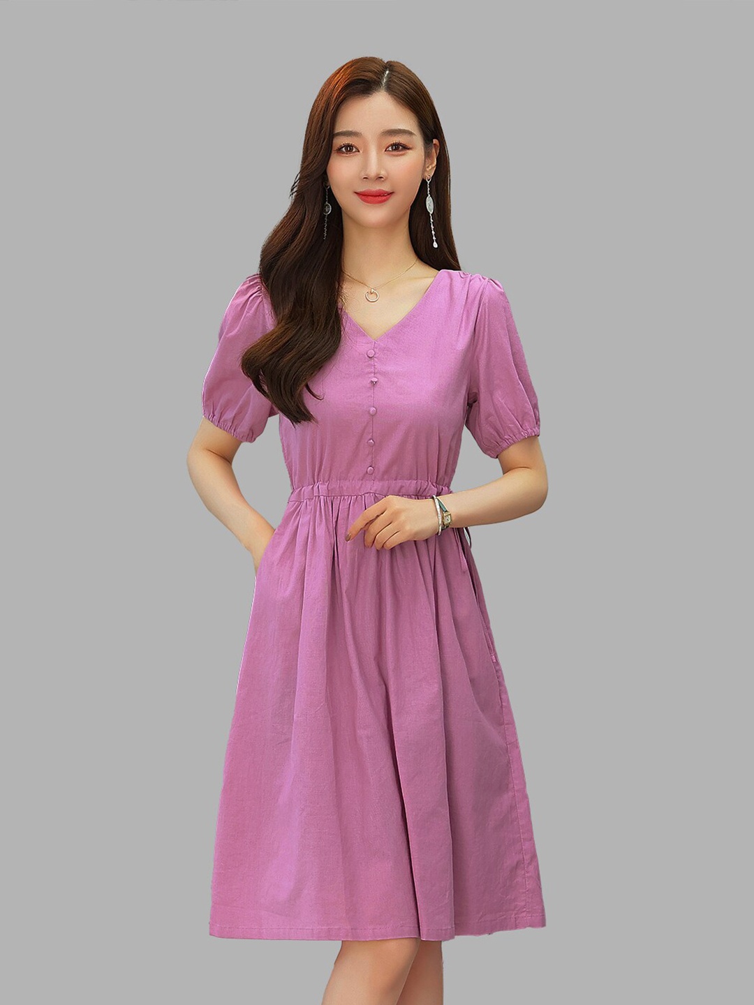 

JC Collection Purple A-Line Dress