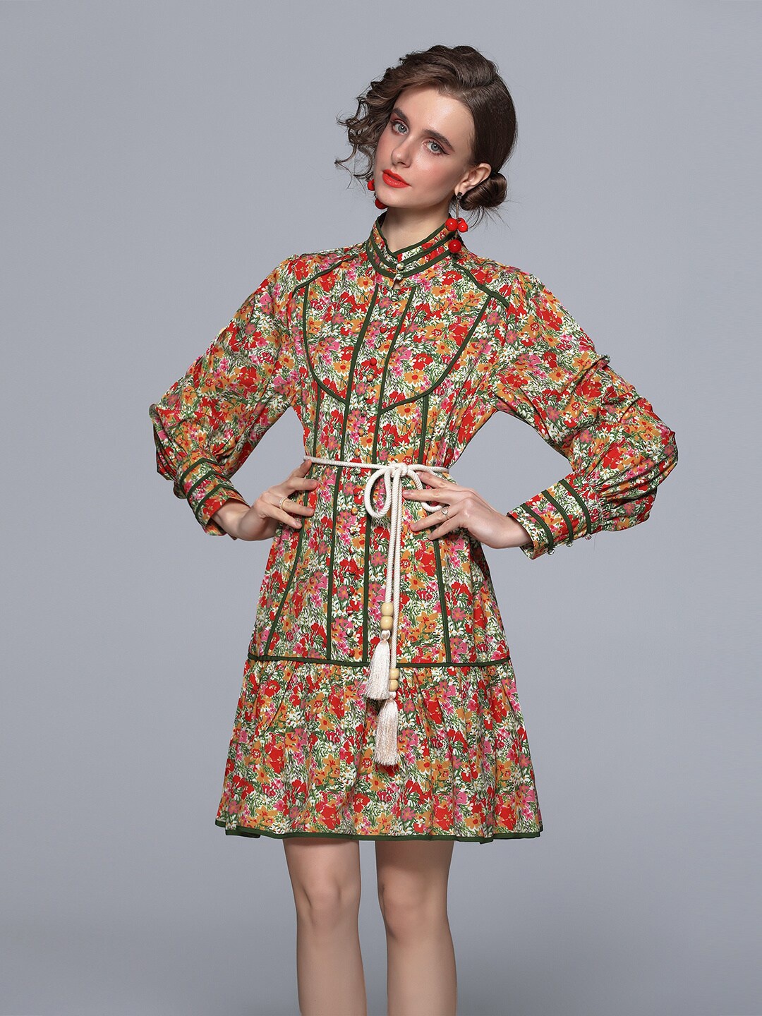 

JC Collection Multicoloured Floral A-Line Dress, Red