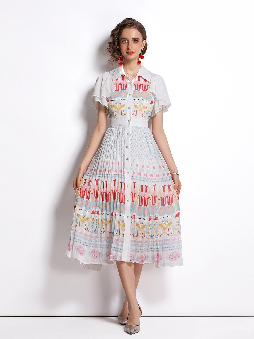 

JC Collection Multicoloured Midi Dress, White