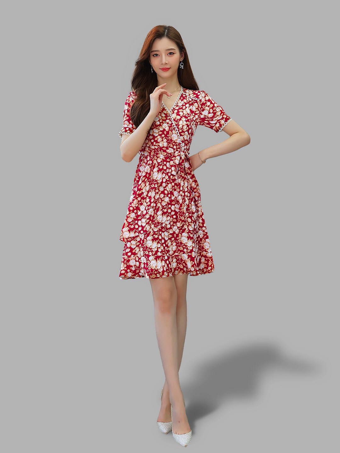 

JC Collection Red Floral Dress