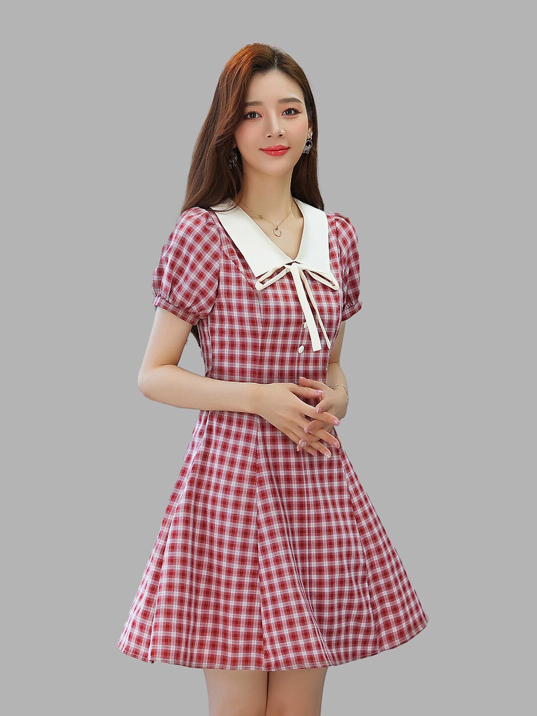 

JC Collection Women Red Checked A-Line Dress