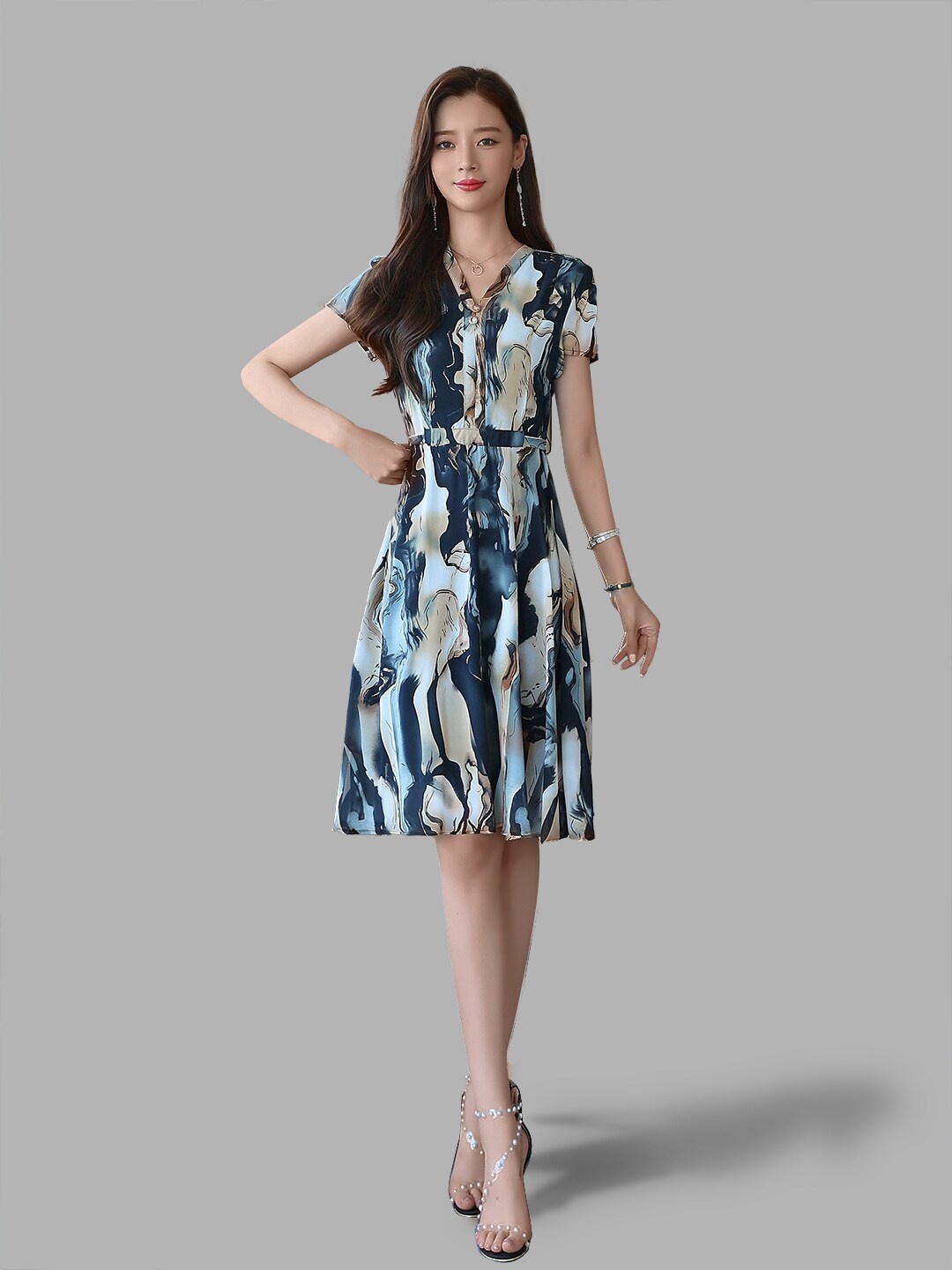 

JC Collection Women Blue Floral Dress