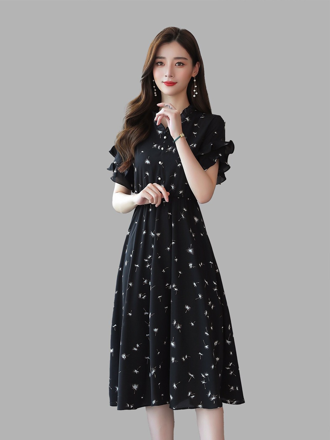 

JC Collection Black Black Floral Midi Dress