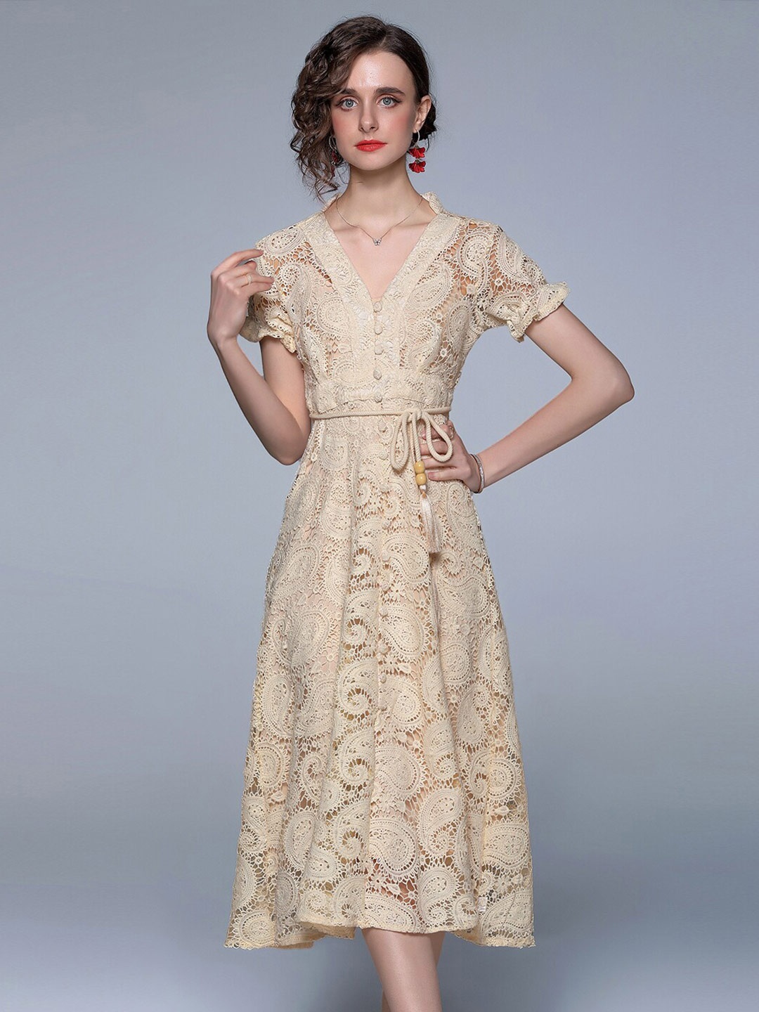 

JC Collection Beige Floral Maxi Midi Dress