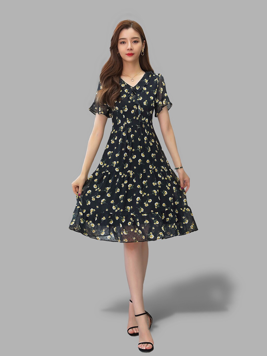 

JC Collection Yellow Floral Dress