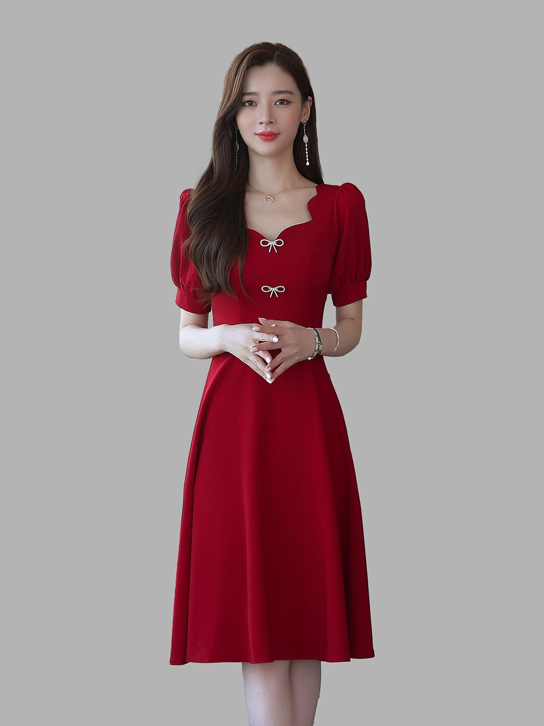

JC Collection women Red Sweetheart neck Dress