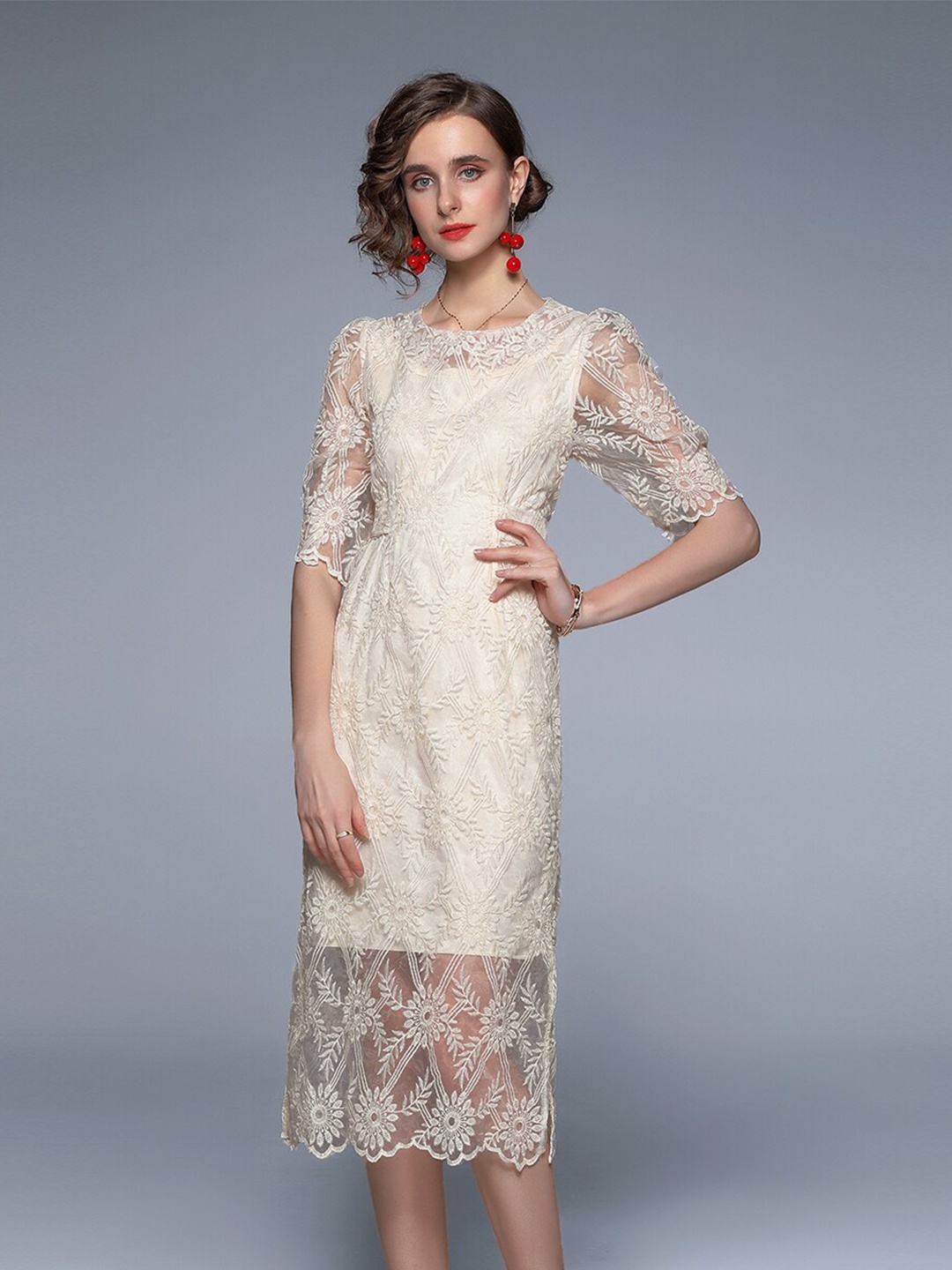

JC Collection Women White A-Line Dress
